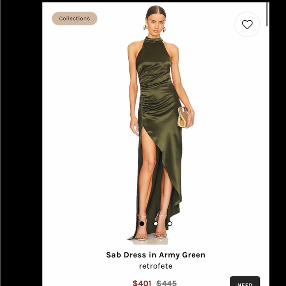 Retrofete SAB Long Halter High-Low Satin Dress, Green, Women's, XS, Cocktail & Party Wedding Guest Dresses High-Low Dresses